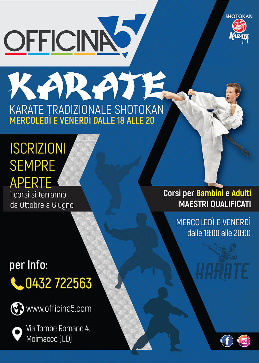 Corsi di Karate in palestra Officin5 a Moimacco