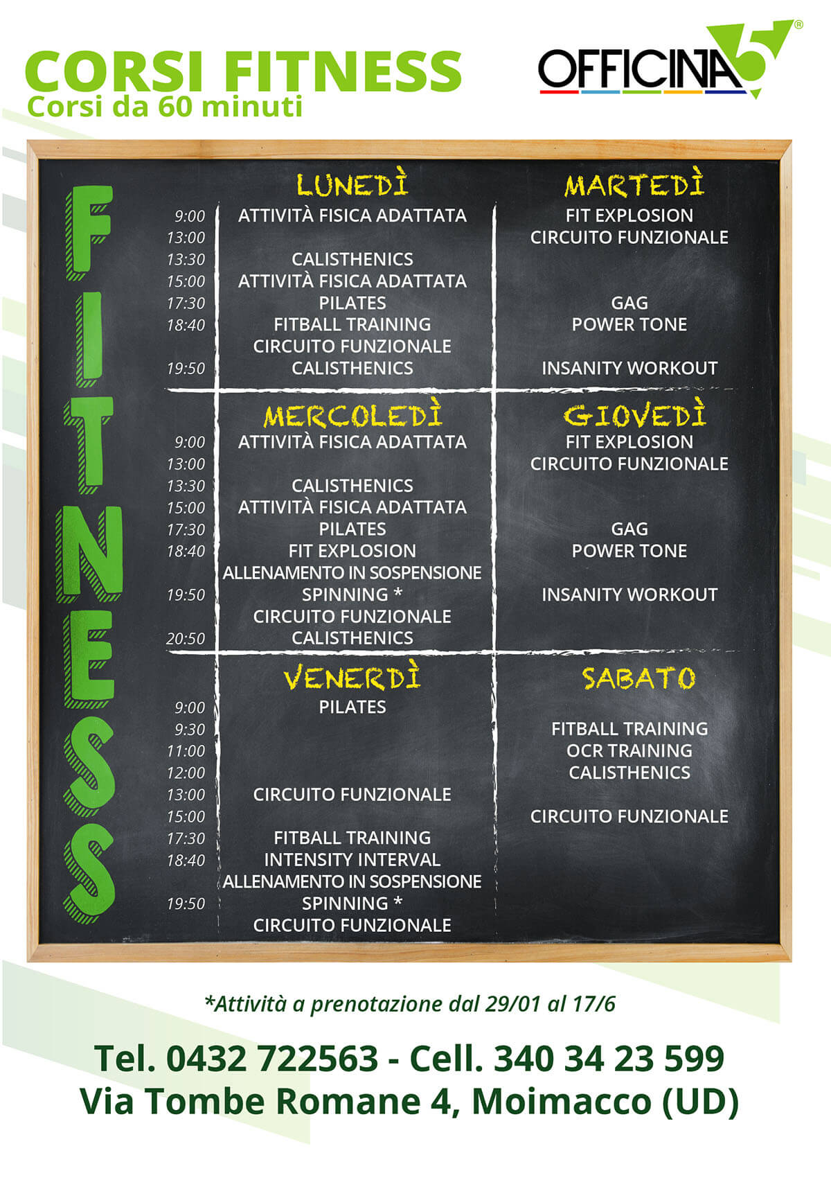 Nuovi orari corsi fitness 2020