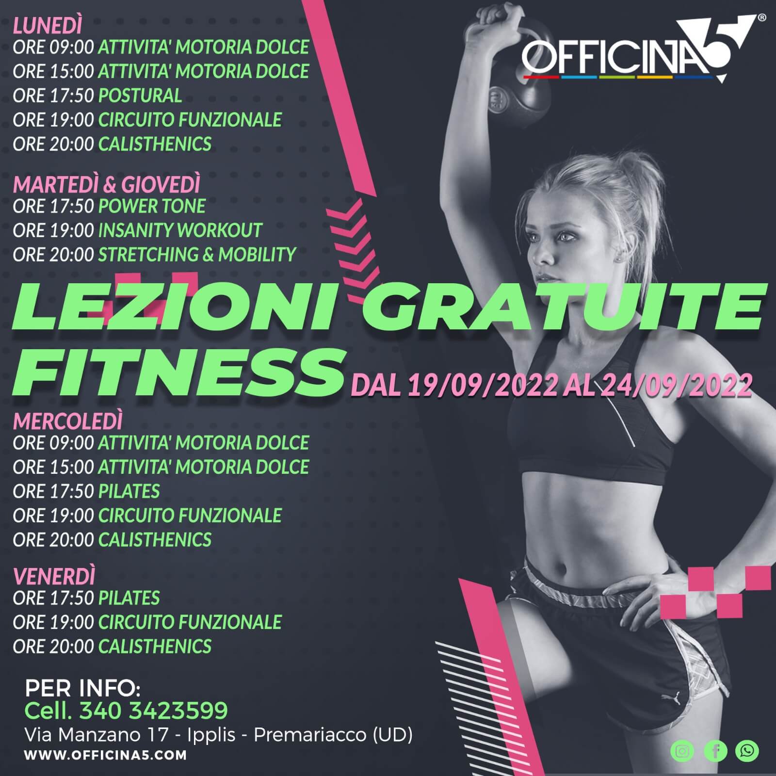 Lezioni gratuite corsi fitness palestra Officina5 ipllis