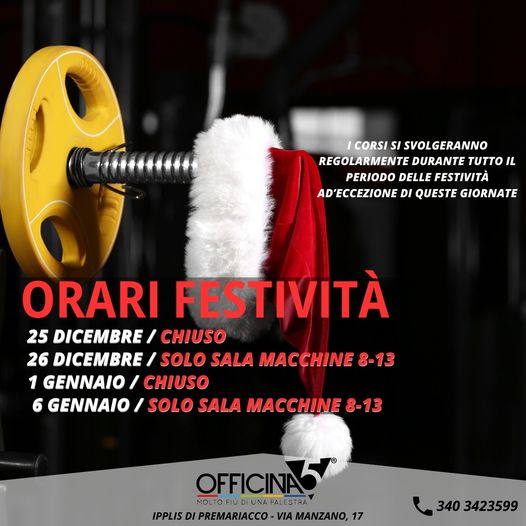 Orari festività palestra officin5